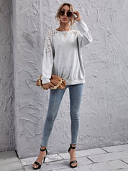 Contrast Lace Raglan Sleeve Sweatshirt Sai Feel