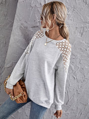 Contrast Lace Raglan Sleeve Sweatshirt Sai Feel