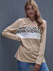 Contrast Leopard Panel Hoodie Sai Feel