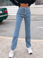 Contrast Stitching Straight Leg Jeans Sai Feel