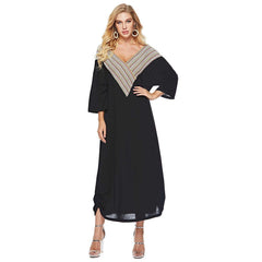 Contrast Stripe V Neck Oversized Longline Dress Sai Feel