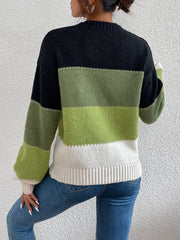 Contrasting color pullover sweater Sai Feel