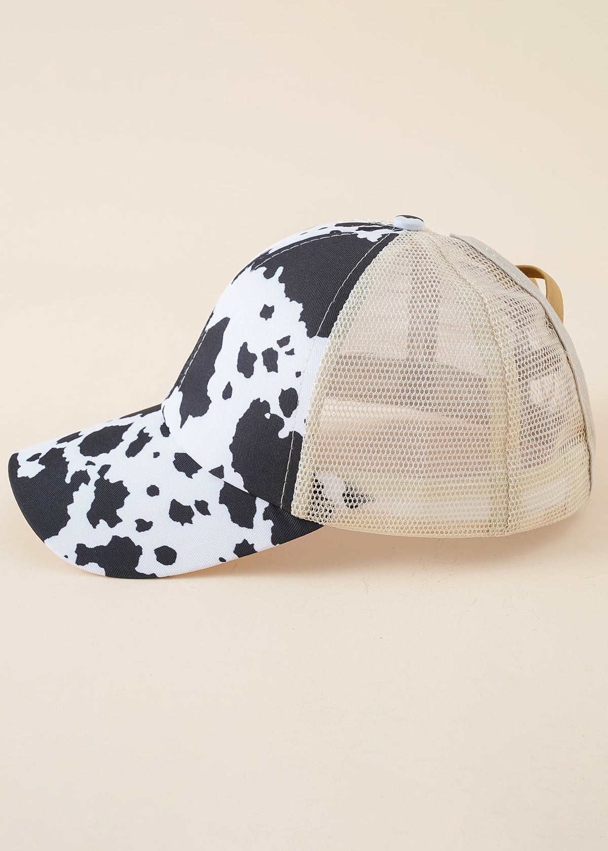 Cow Print Mesh Block Baseball Cap Sai Feel