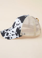 Cow Print Mesh Block Baseball Cap Sai Feel