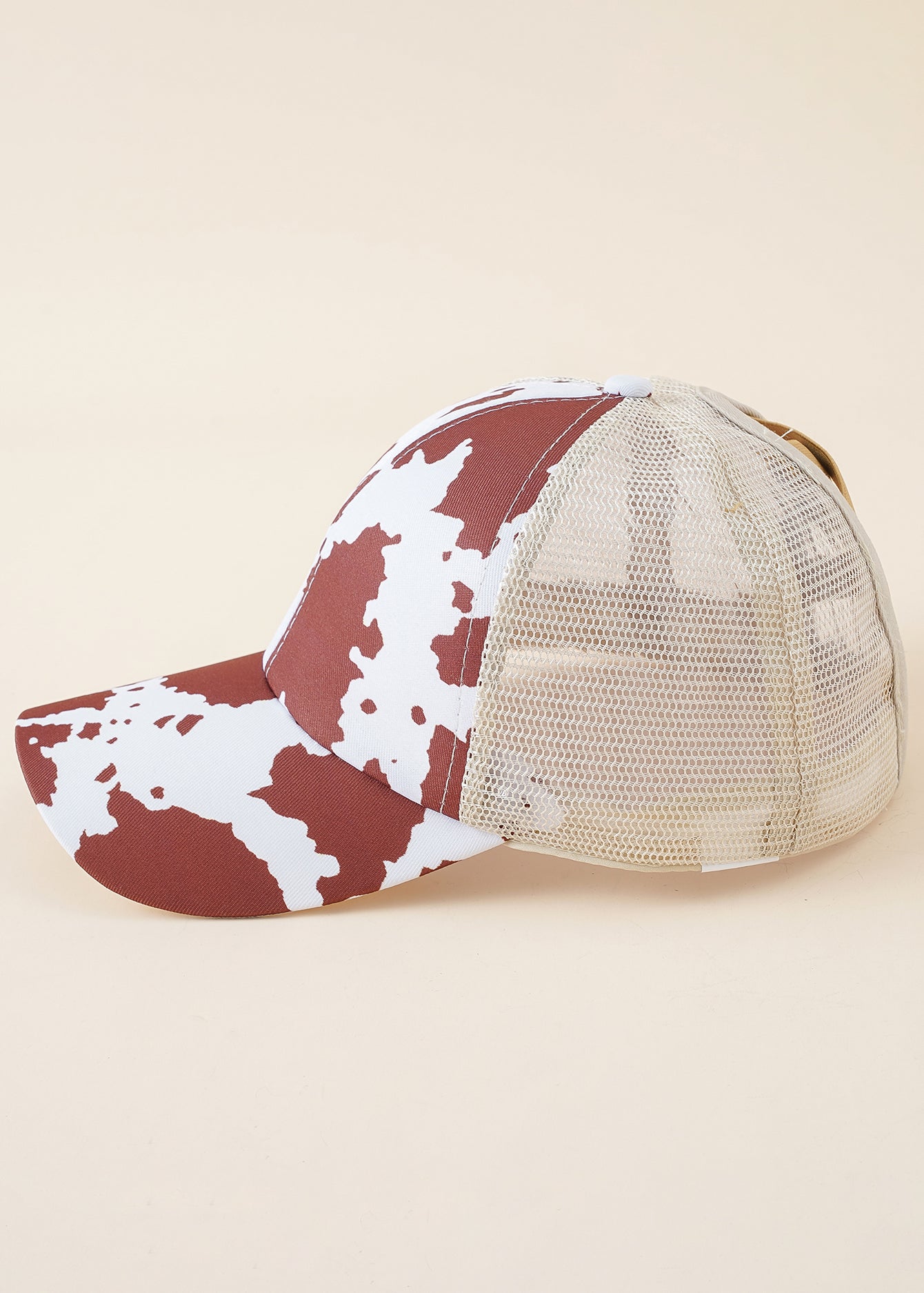 Cow Print Mesh Block Baseball Cap Sai Feel