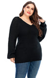 Cozy Knit V-Neck Plus-Size Sweater Sai Feel
