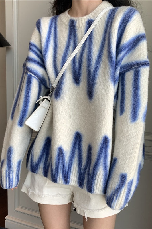 Cross Border Printed Outer Knit Sweater Sai Feel
