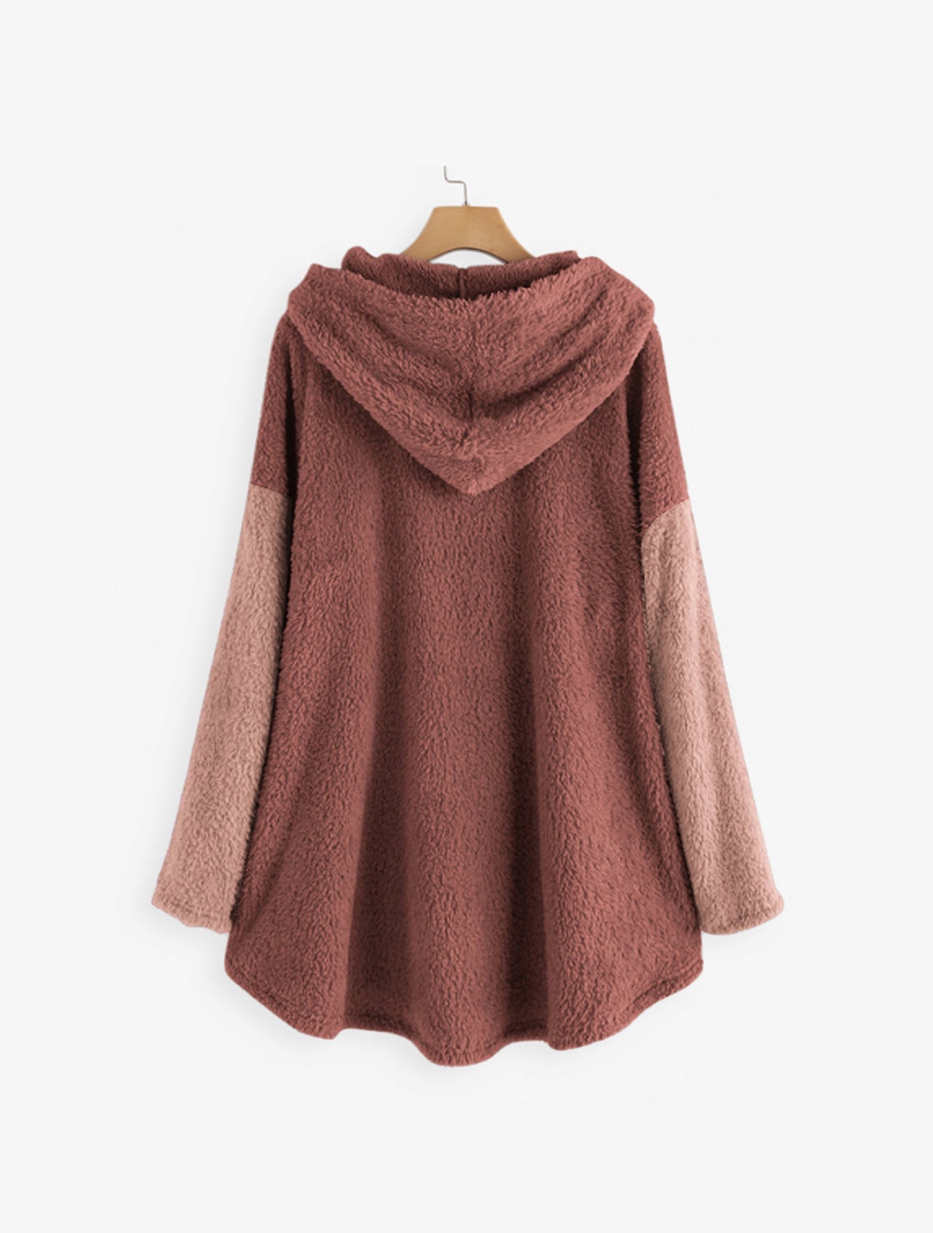 Cusual loose plush solid color hoodie Sai Feel