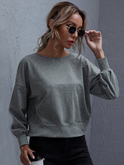 Cut Out Back Drop Shoulder Pullover Sai Feel