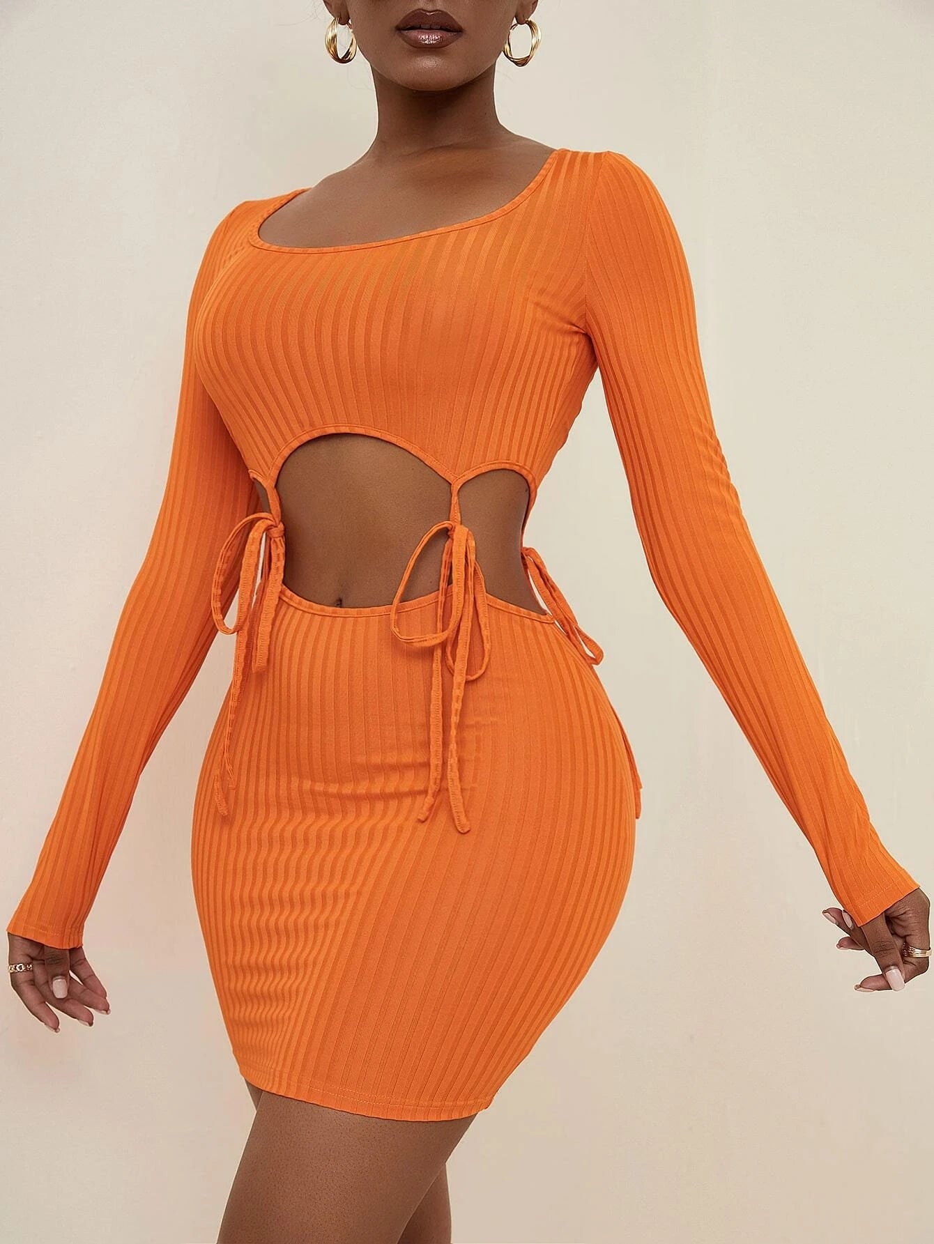 Cut Out Knot Scoop Neck Bodycon Dress Sai Feel