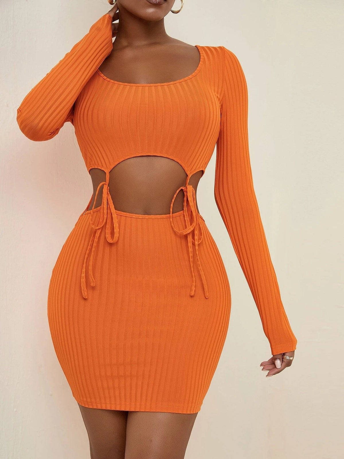 Cut Out Knot Scoop Neck Bodycon Dress Sai Feel