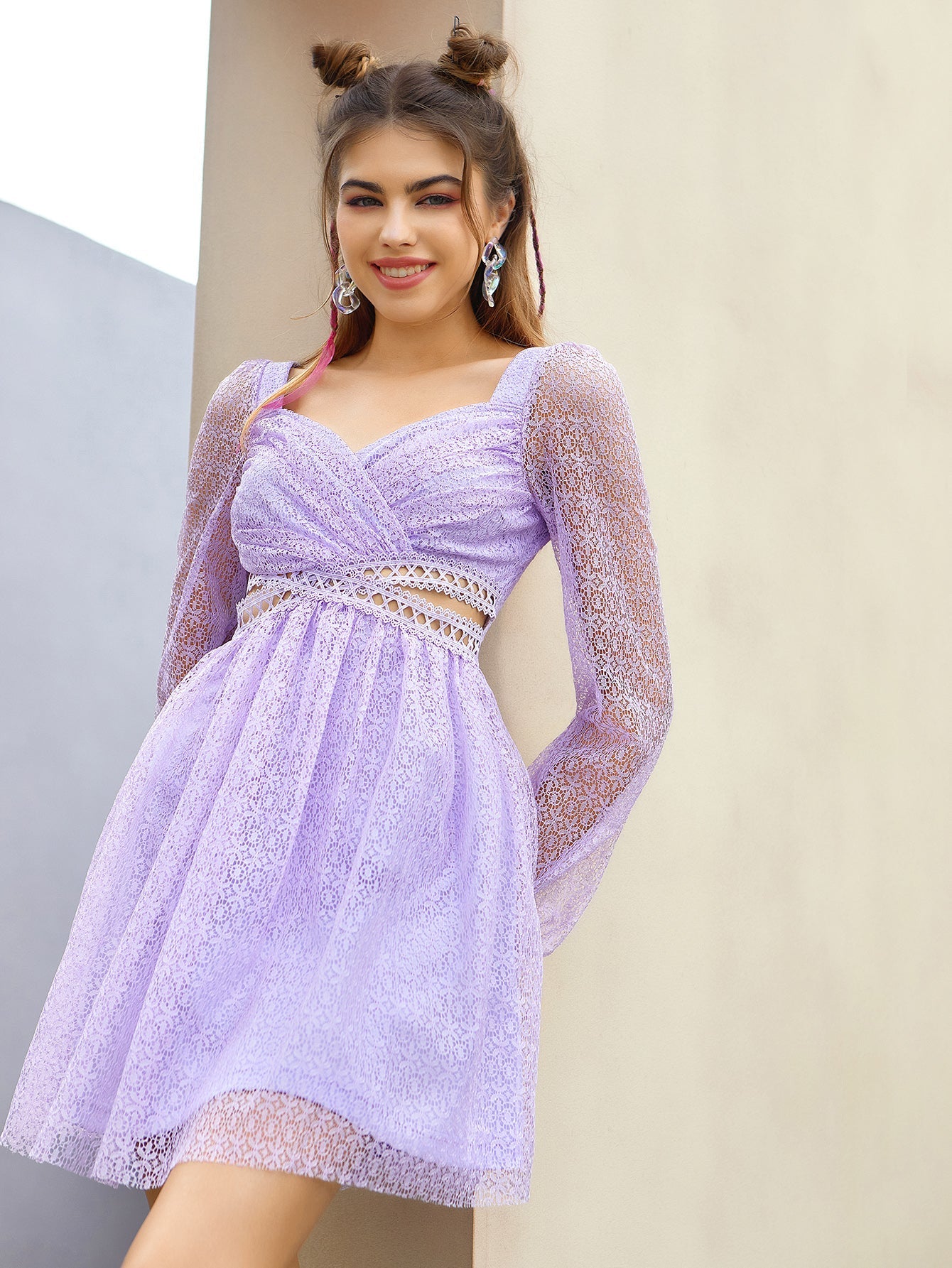 Cut Out Lace Dress Sai Feel
