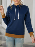 Dark Blue Color Block Zipper Pocket Hoodie Sai Feel