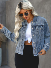 Distressed Denim JacketLong Sleeve Turtleneck Jean Jackets Sai Feel