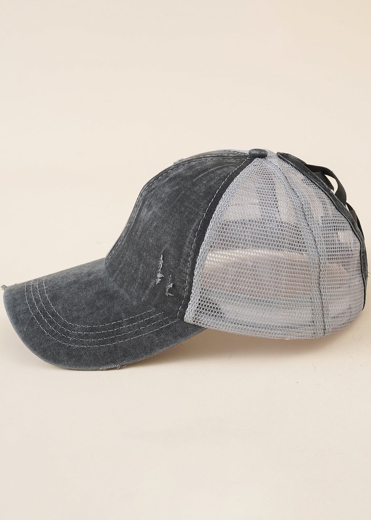 Distressed Mesh Block Baseball Cap Sai Feel