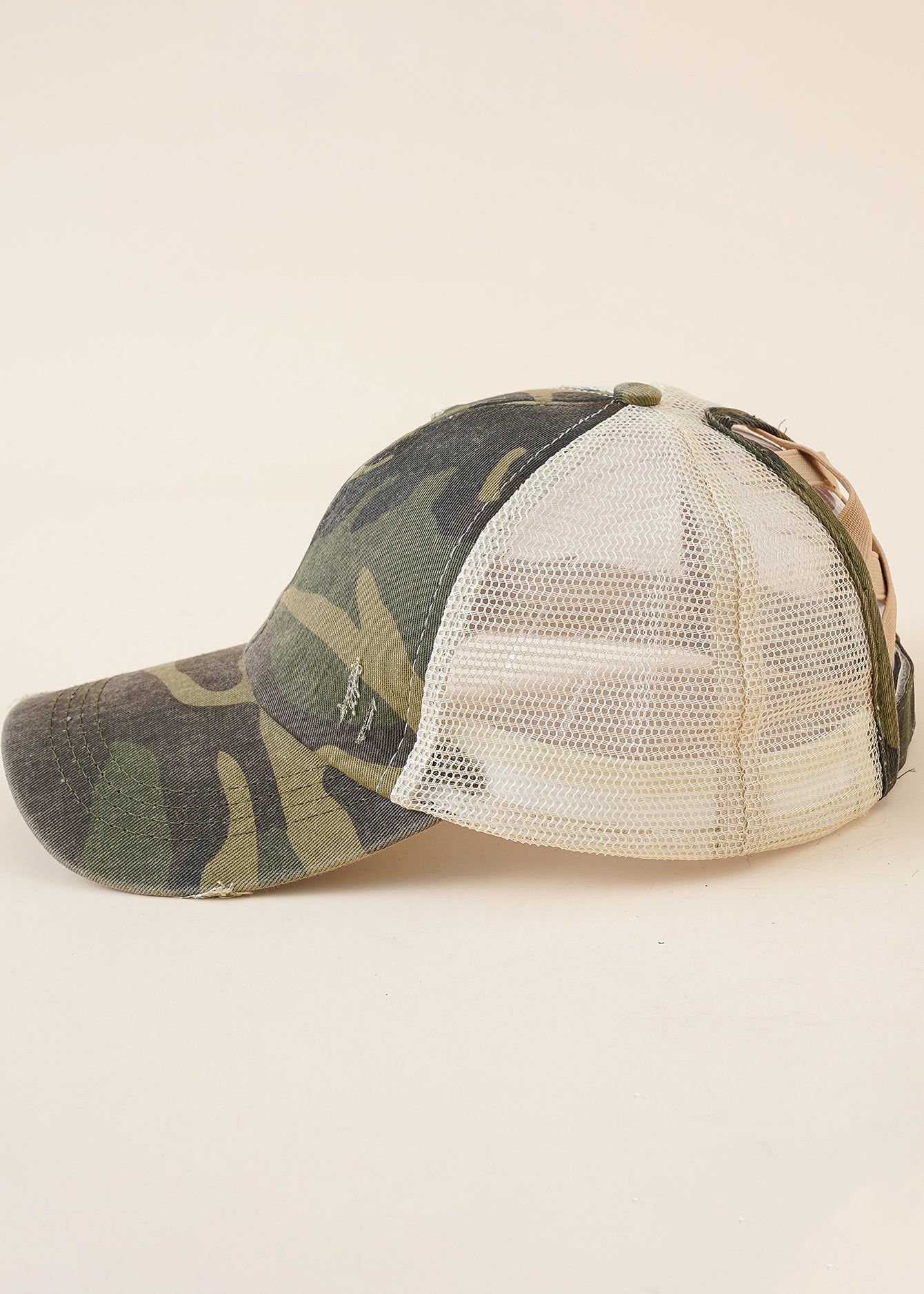 Distressed Mesh Block Baseball Cap Sai Feel