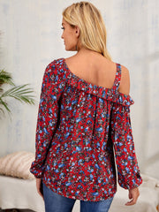 Disty Floral One Shoulder Ruffles Blouse Sai Feel