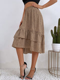 Dots Print Ruffles Elastic Waist Skirt Sai Feel