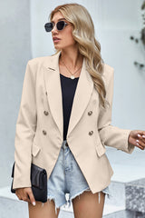 Double Breasted Three Quarter Sleeve Novelty Button Blazer Sai Feel