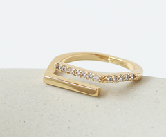 Double-Layer Micro-Inlaid Zircon Ring Women Geometric Line Design  Internet Celebrity Minimalist Ring Bracelet Sai Feel