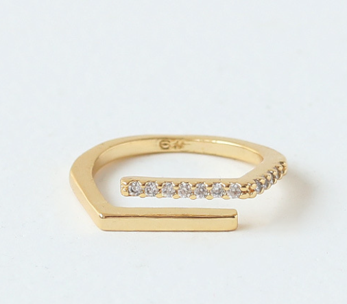 Double-Layer Micro-Inlaid Zircon Ring Women Geometric Line Design  Internet Celebrity Minimalist Ring Bracelet Sai Feel