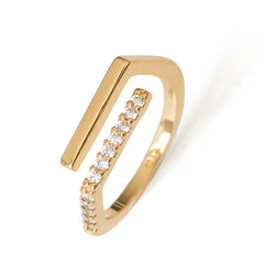 Double-Layer Micro-Inlaid Zircon Ring Women Geometric Line Design  Internet Celebrity Minimalist Ring Bracelet Sai Feel