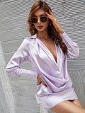 Draped Front Silky Satin Dress Sai Feel