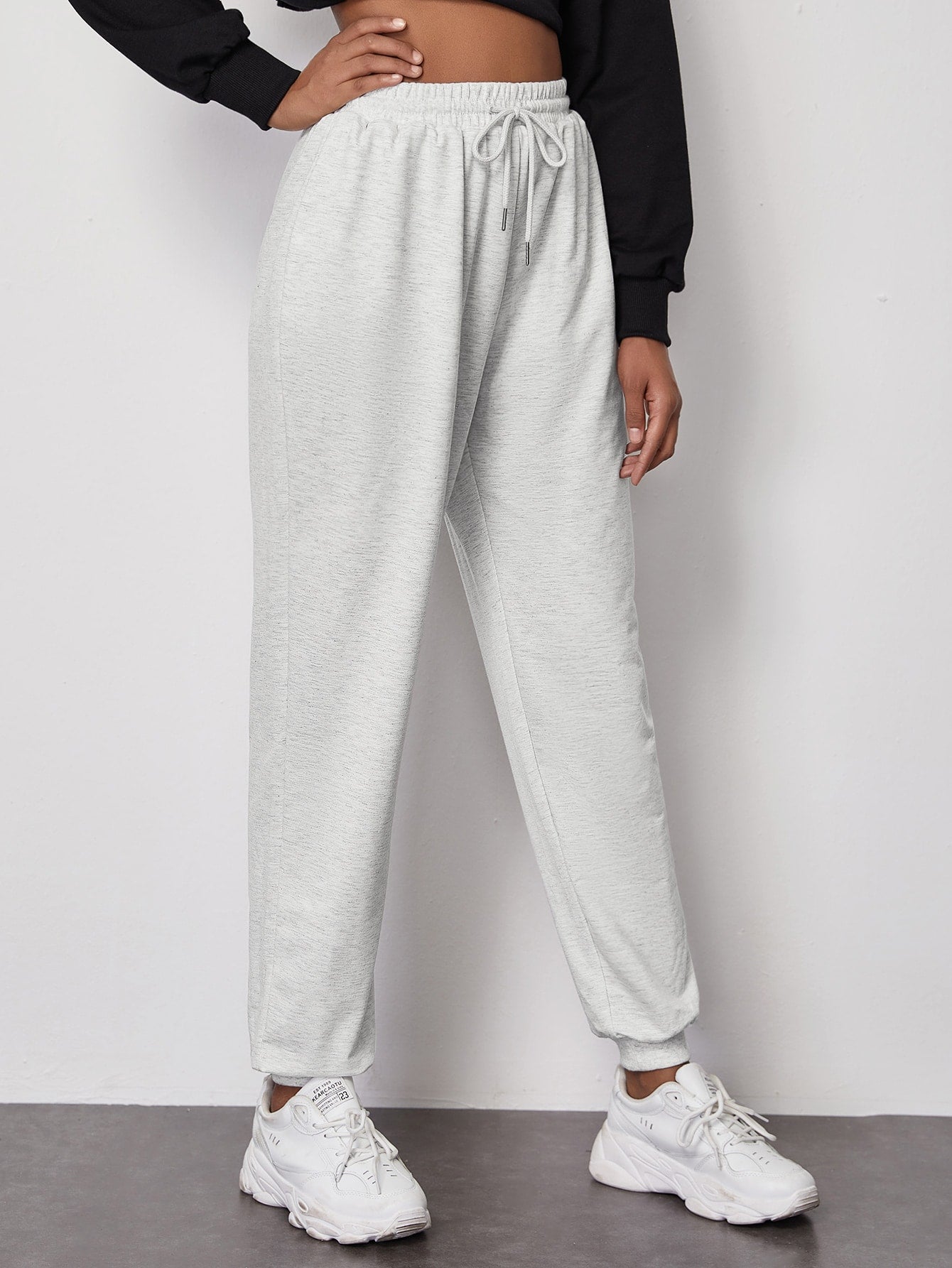 Drawstring Waist Slant Pocket Pants Sai Feel