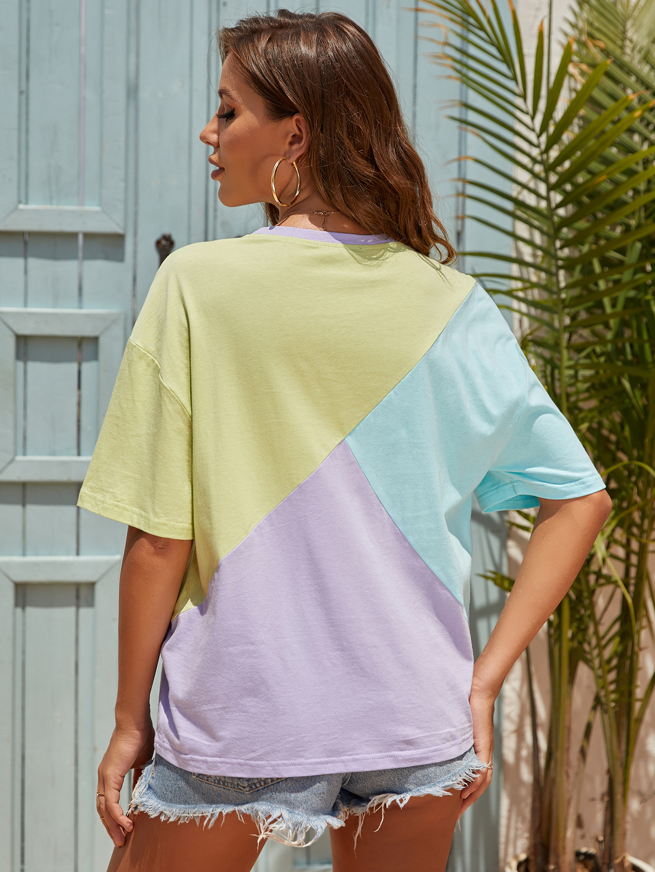 Drop Shoulder Colorblock Tee Sai Feel