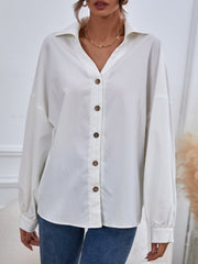 Drop Shoulder Single Button Blouse Sai Feel