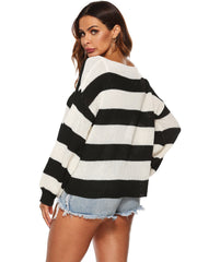 Drop Shoulder Striped Sweater Sai Feel