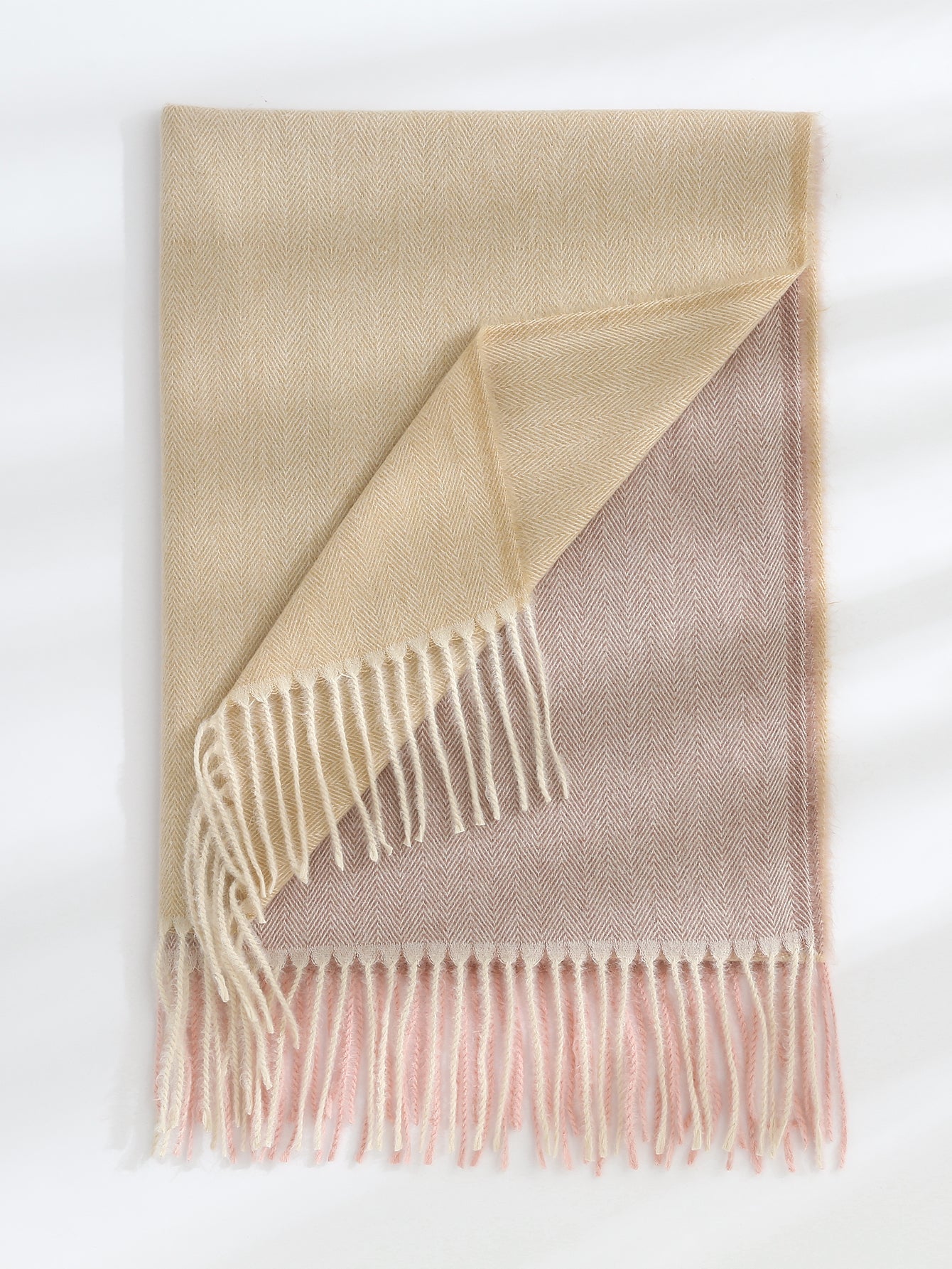 Dual Color Fringe Hem Scarf Sai Feel