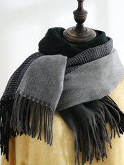 Dual Color Fringe Hem Scarf Sai Feel