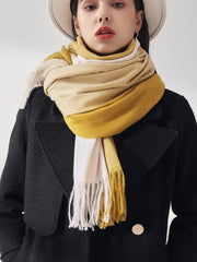 Dual Color Fringe Hem Scarf Sai Feel