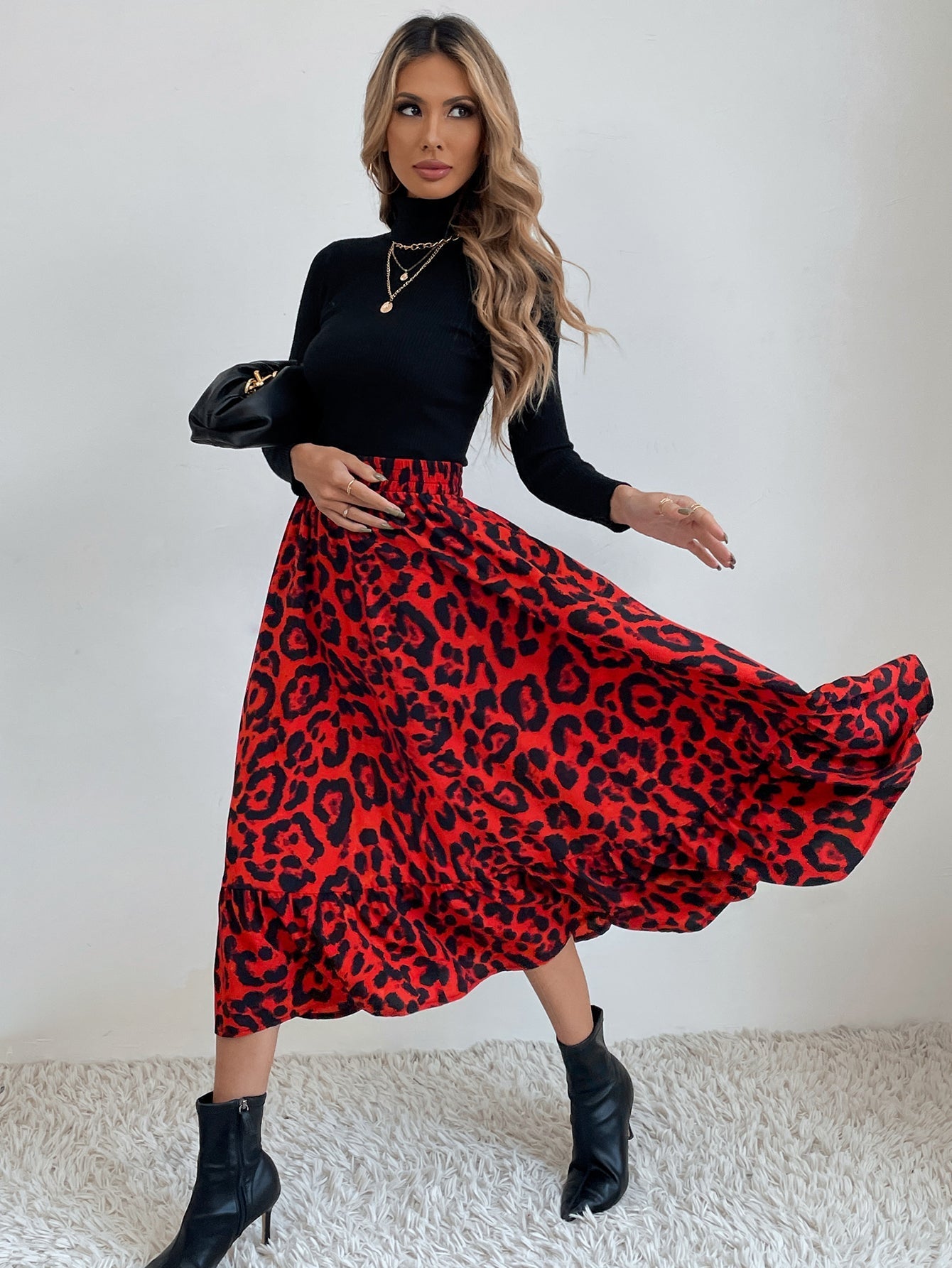 Elastic Waist Leopard Ruffled Maxi Skirt – Sai Feel