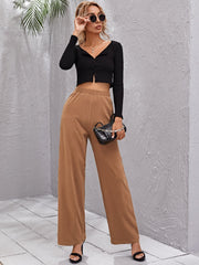 Elastic Waist Wide Leg Pants Sai Feel