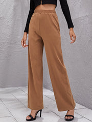 Elastic Waist Wide Leg Pants Sai Feel