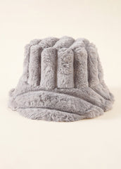 Embossed Faux Fur Fluffy Bucket Hat Sai Feel