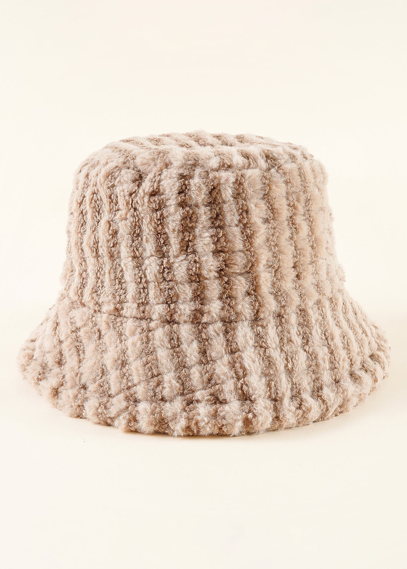 Embossed Two Tone Fluffy Bucket Hat Sai Feel