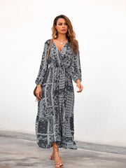 Ethnic Printed V-neck Bohemian Maxi Dress Sai Feel