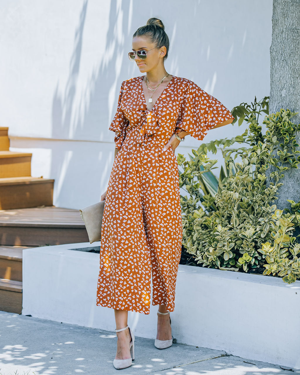 Alaia Printed Tie Front Jumpsuit - FINAL SALE