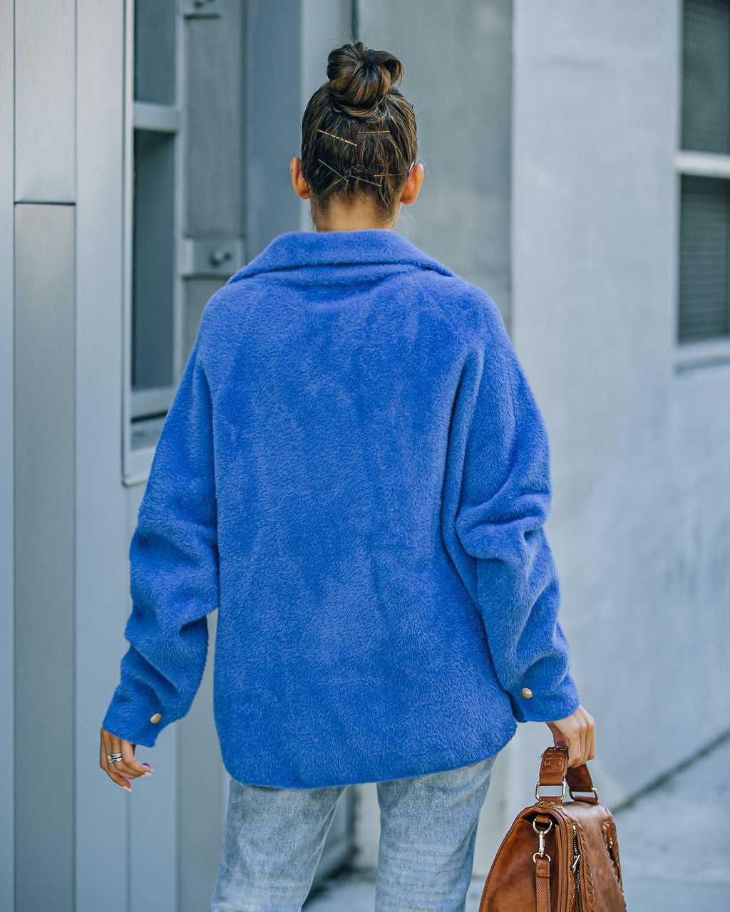 Veste en tricot pelucheux Aiden - Bleu - VENTE FINALE