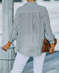 Aldan Striped Button Down Top - Faded Black