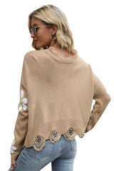 Fashion Floral Pullover with Plunging Neckline Sai Feel