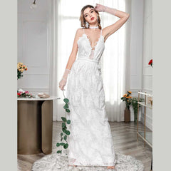 Fashion Lace Straps Long Sexy Cami Backless Party Wedding Dress Sai Feel
