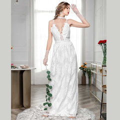 Fashion Lace Straps Long Sexy Cami Backless Party Wedding Dress Sai Feel