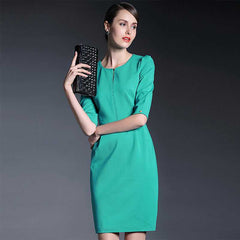 Fashion Office V Neck Solid Bodycon Red Dress Spring/Autumn skirt Sai Feel