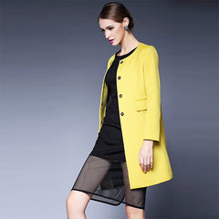 Fashion Office Work Women Single Breasted Solid Overcoat Coat Sai Feel