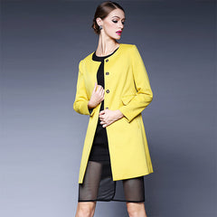 Fashion Office Work Women Single Breasted Solid Overcoat Coat Sai Feel