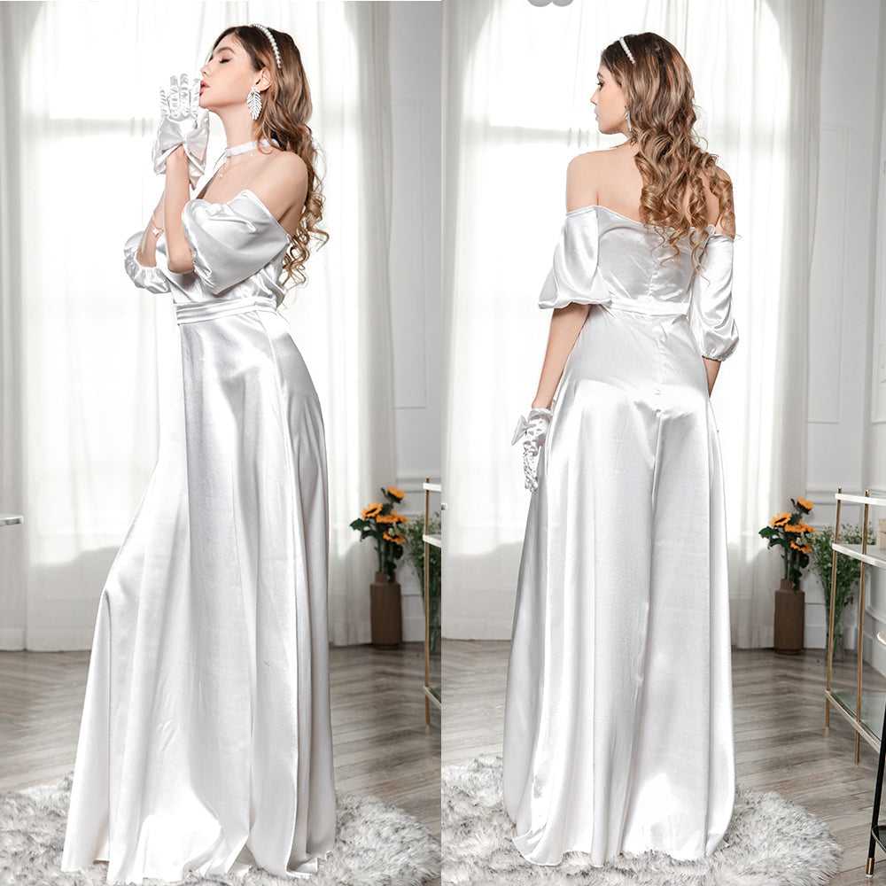 Fashion Puff Sleeve Tube Wedding Party Off Shoulder Dress Sai Feel